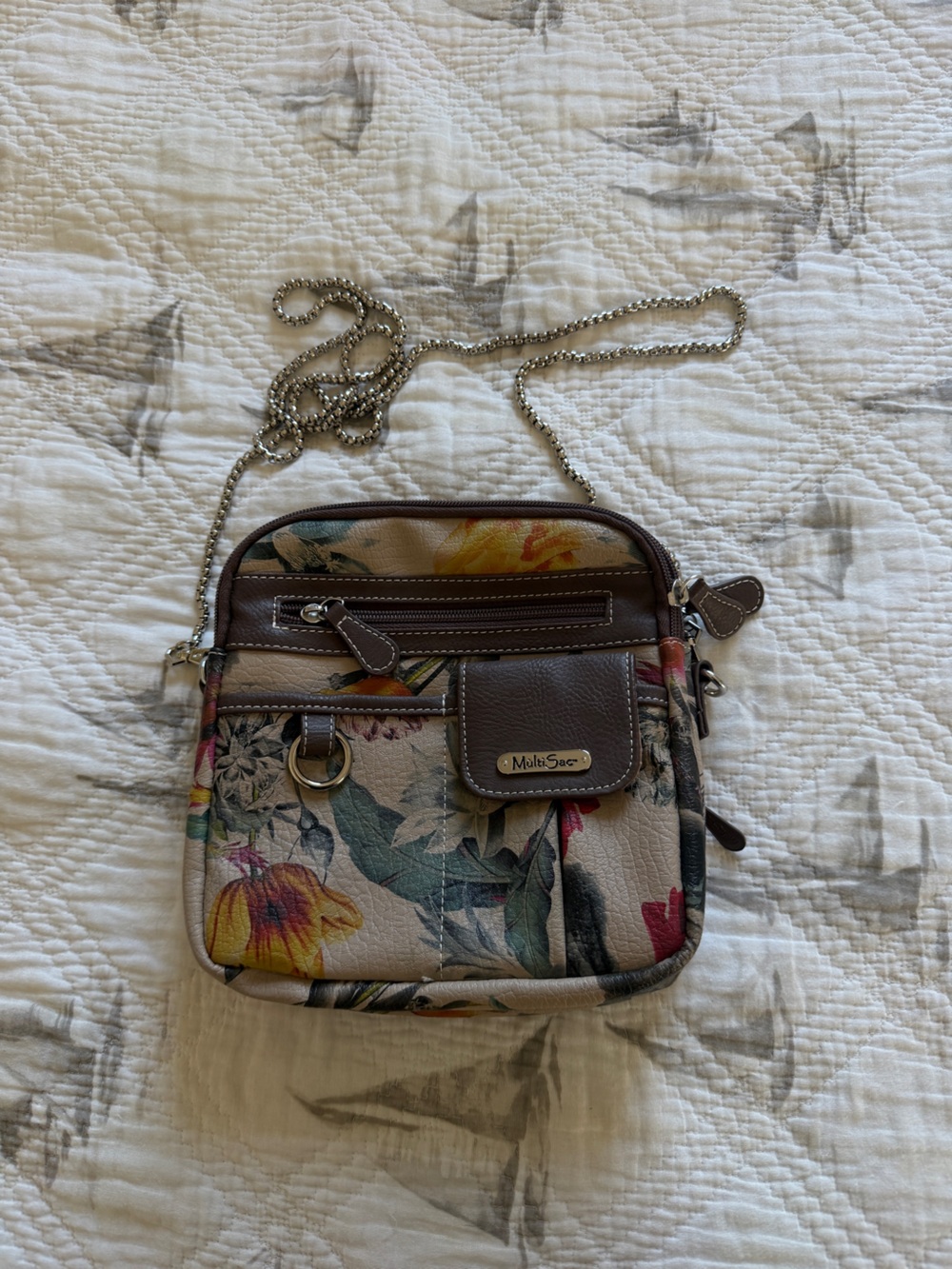 MultiSac Floral Crossbody Bag in Brown and Multicolor
